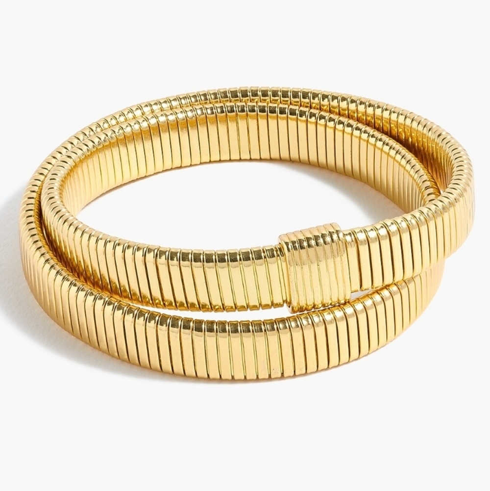 J. Crew Double stretch bracelet Gold Coil Wrap Bracelet